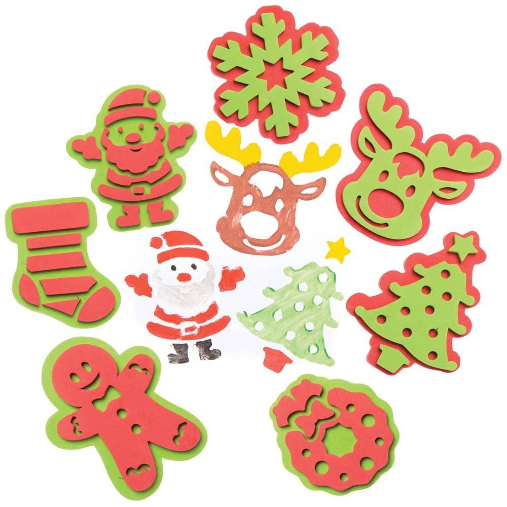 Christmas Foam Stampers (Pack of 10) Christmas Craft Supplies 2 foam colours - Red & Green