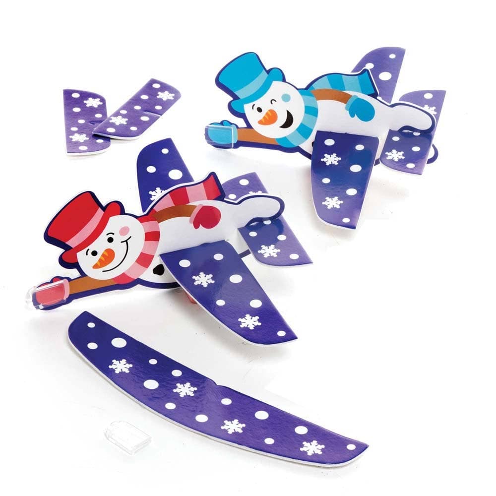 Jolly Snowman Gliders (Pack of 8) Christmas Toys, Stocking Filler, Festive gift, 4 Designs