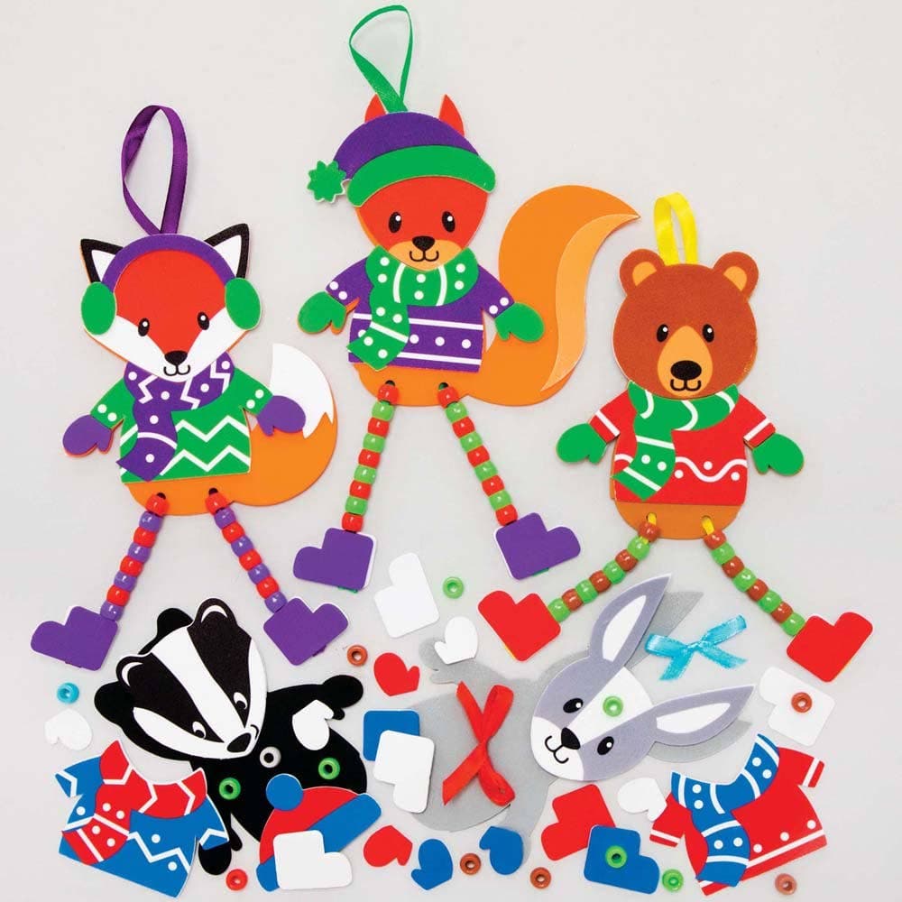 Winter Woodland Animals Dangly Leg Decoration Kits (Pack of 5) Christmas Crafts
