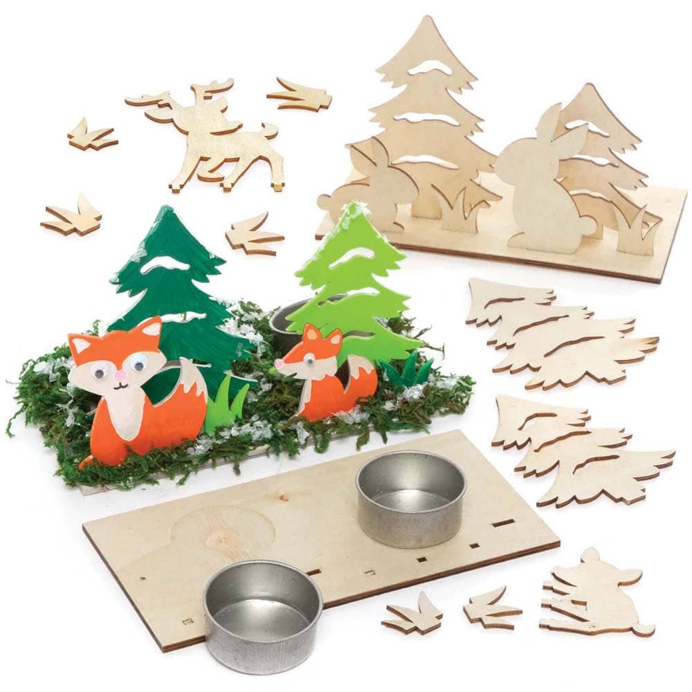Winter Woodland Wooden Tealight Holder Kits (Pack of 3) Christmas Crafts
