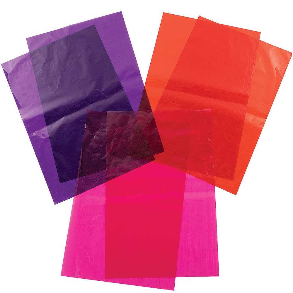 Red, Pink & Purple A4 Cellophane Sheets (Pack of 36) Party Bags 3 assorted colours - Red, Pink & Purple