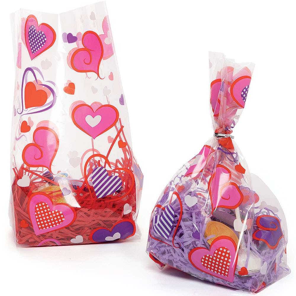 Heart Cellophane Gift Bags (Pack of 30) Party Bags