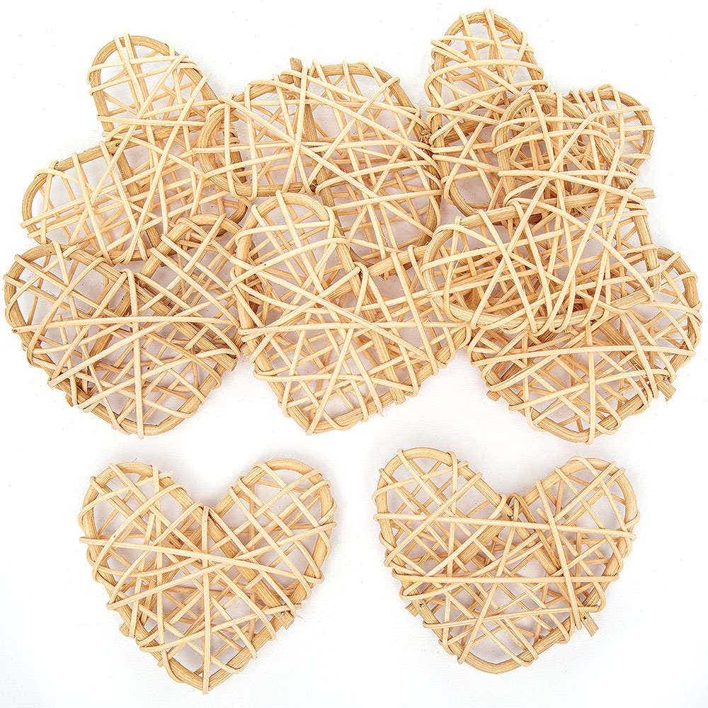 Natural Rattan Hearts (Pack of 10) Natural Craft Materials