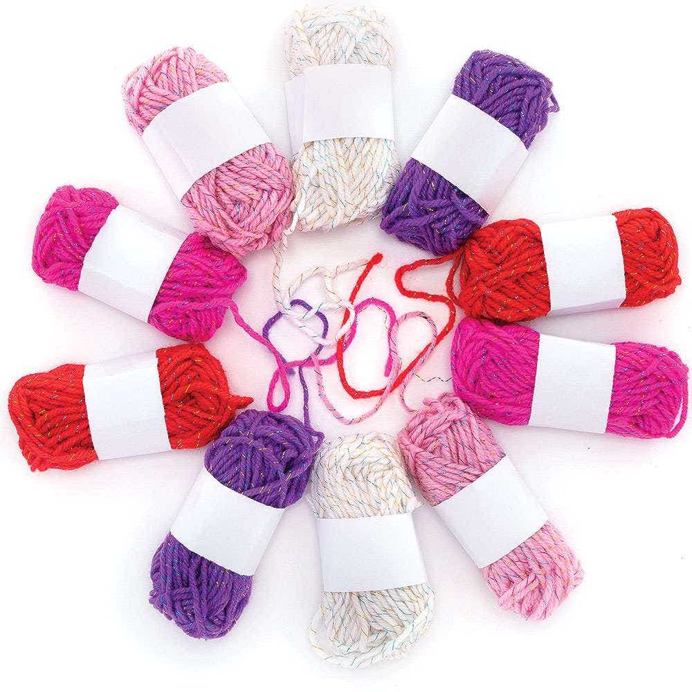 Red, Pinks & Purple Glitter Wool Value Pack (Pack of 10) Natural Craft Materials 5 assorted colours - Red, Light Pink, Pink, Purple & White