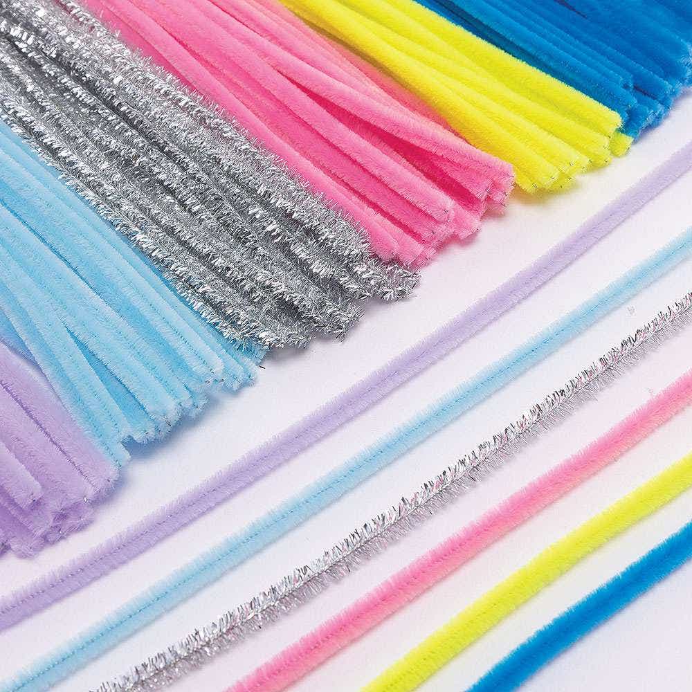 Unicorn Colours Pipe Cleaners Value Pack (Pack of 204) 6 Assorted Colours, Size 30cm x 6mm, Easy Mould, DIY Crafts