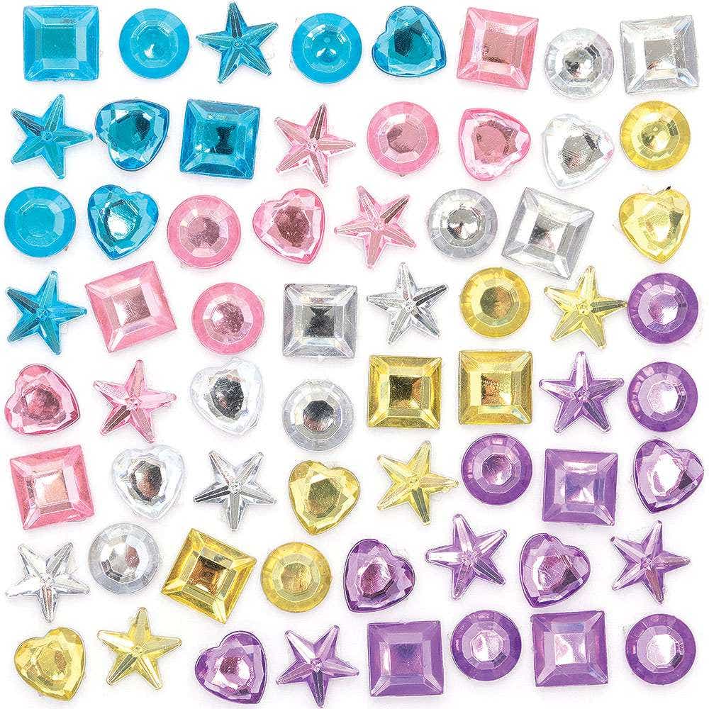 Unicorn Colours Self-Adhesive Acrylic Jewels (Pack of 250) Craft Embellishments, 5 Assorted Colours