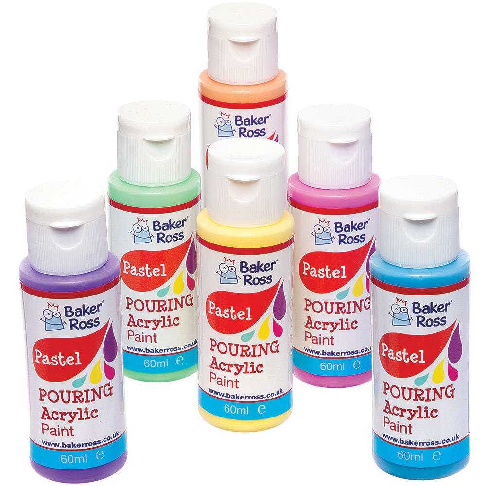 Pastel Magic Marbling Pouring Acrylic Paint Set (Pack of 6) 60ml Per Bottle, Pre-Mixed, Multi-Surface Paint