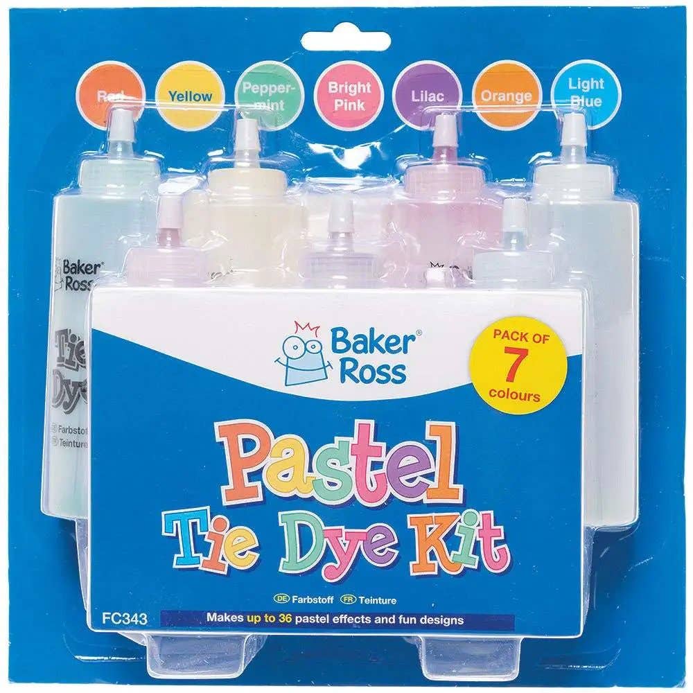 Pastel Tie Dye Kit (Per pack) Art Supplies, Art Materials 7 assorted pastel colours - Red, Pink, Purple, Blue, Peppermint, Yellow & Green