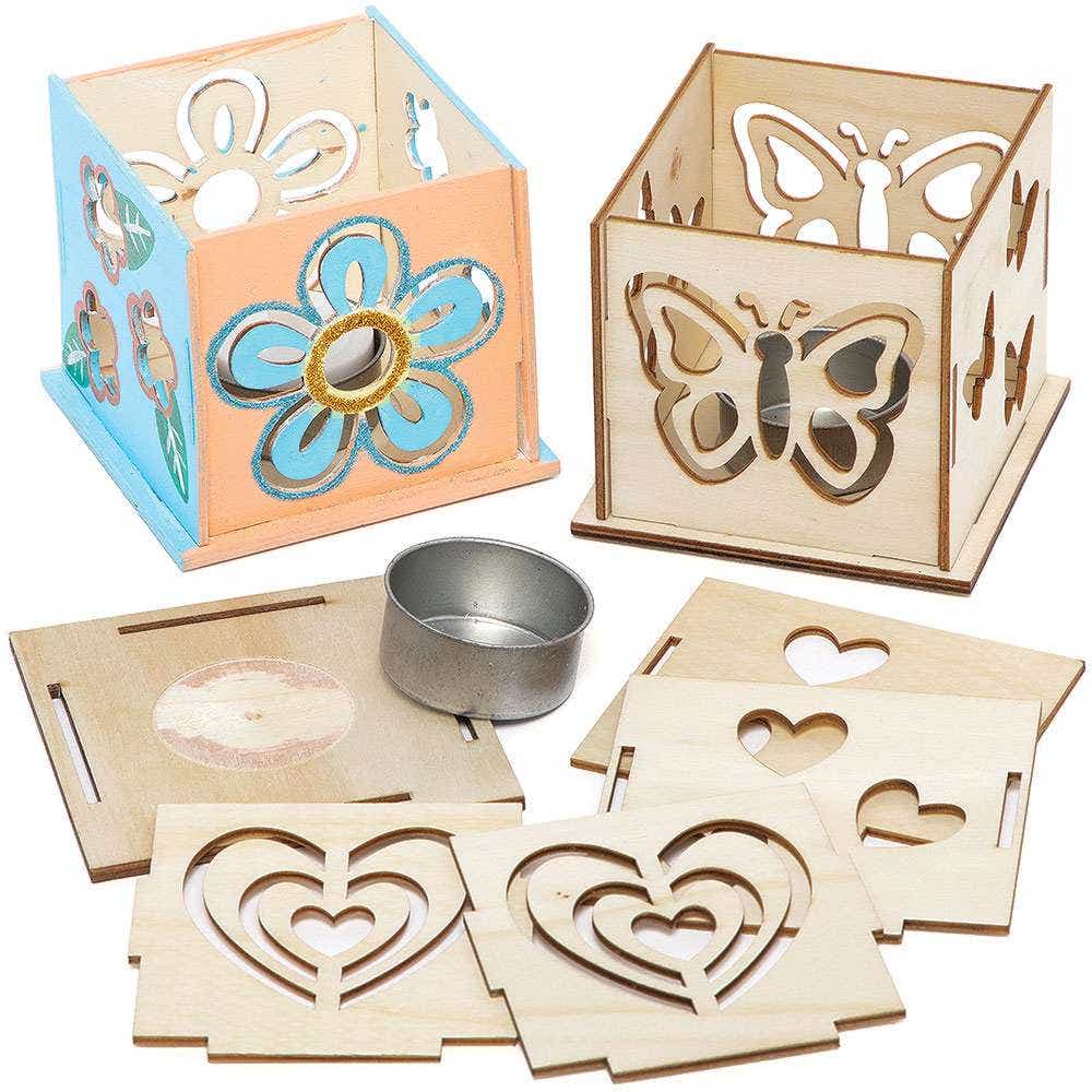 Wooden Tealight Holder Kits (Box of 4) Craft Kits For Kids