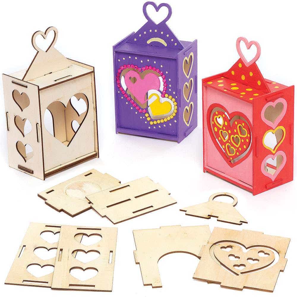 Heart Wooden Lantern Kits (Pack of 3) Craft Kits For Kids