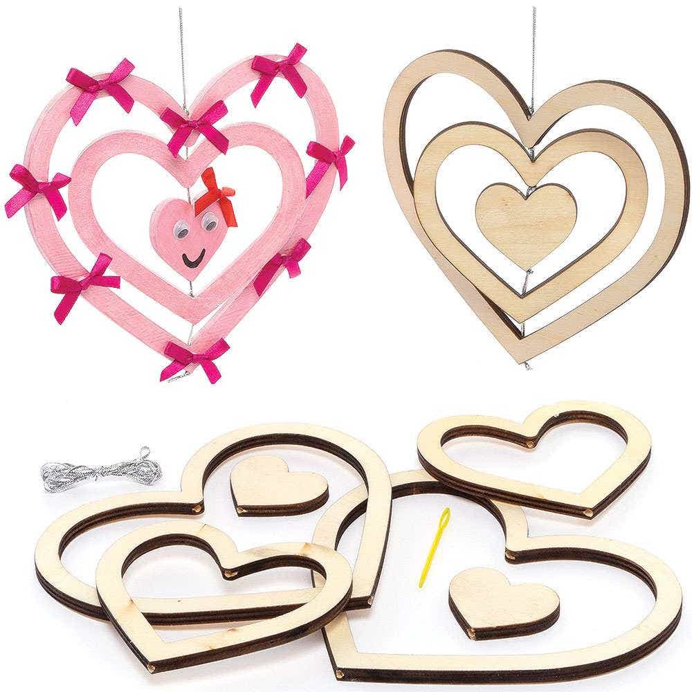 Heart Wooden Spinning Decoration Kits (Pack of 3) Decoration Craft Kits