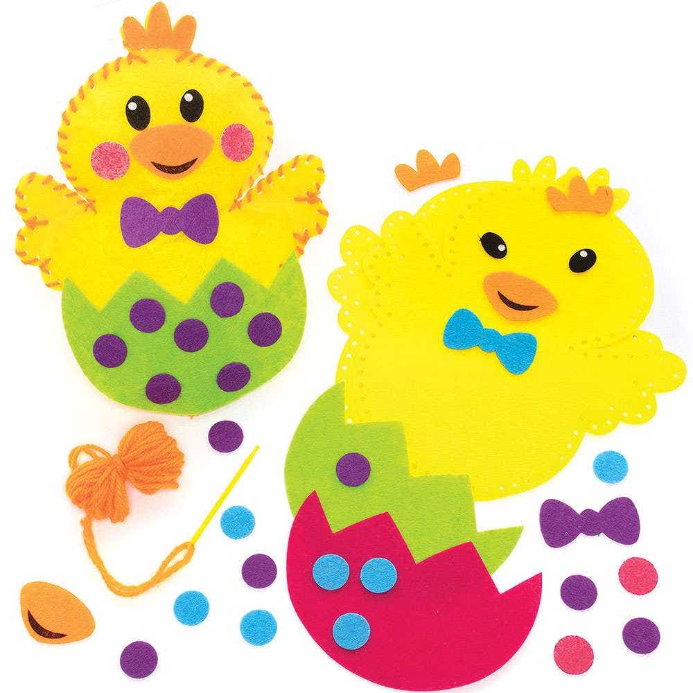 Easter Chick Cushion Sewing Kits (Pack of 2) Easter Crafts For Kids 2 assorted colours - Pink & Green