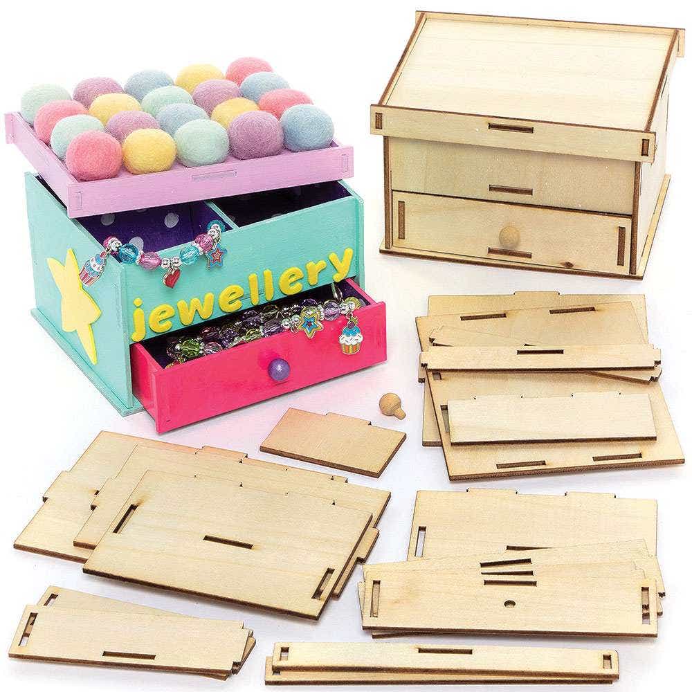 Wooden Jewellery Box Kits (Pack of 2) Decoration Craft Kits