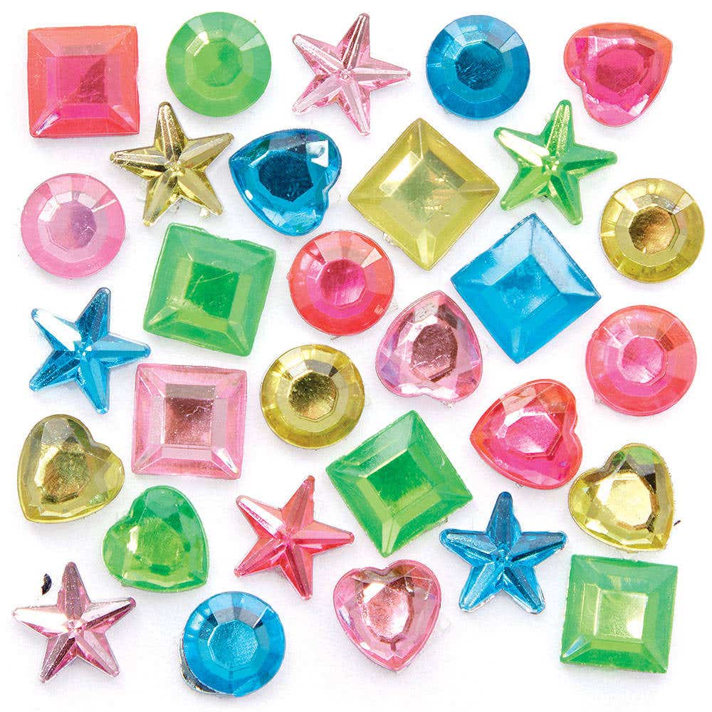 Fairy Self-Adhesive Acrylic Jewels (Pack of 200) Craft Embellishments 5 assorted fairy colours - Blue, Pink, Light Pink, Green & Yellow