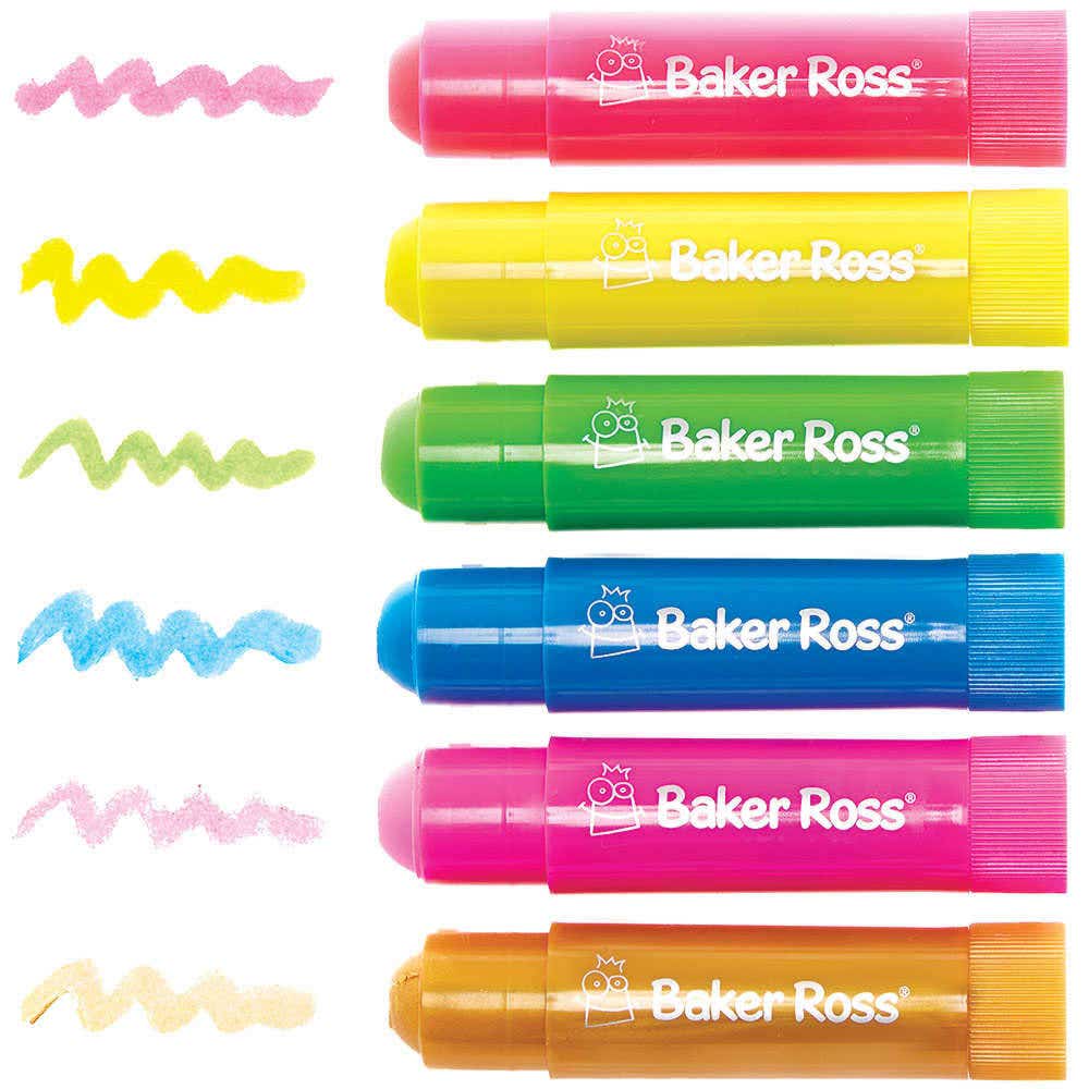 Fairy Poster Paint Sticks (Pack of 6) 10g Per Stick, Size 9cm, 6 Assorted Colours, Mess-Free Painting