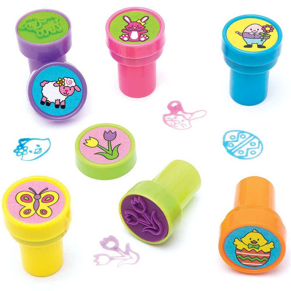 Easter Self-Inking Stampers (Per pack) 12 Assorted Easter-Themed Designs With 4 Inking Colours