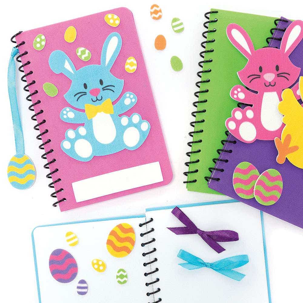 Easter Notebook Kits (Pack of 4) Easter Craft Supplies 4 notebook colours - Pink, Green, Blue & Purple