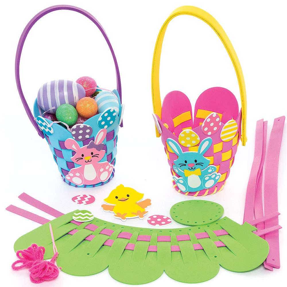 Easter Basket Weaving Kits (Pack of 4) Easter Crafts For Kids 4 assorted foam basket colours - Pink, Green, Yellow & Blue