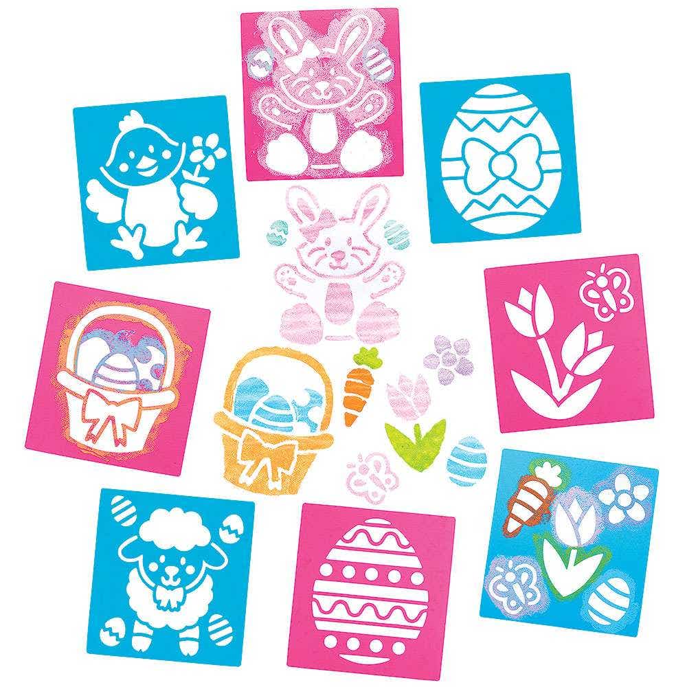 Easter Themed Stencils (Pack of 8) Easter Art Supplies, Washable & Durable, 8 Assorted Designs,