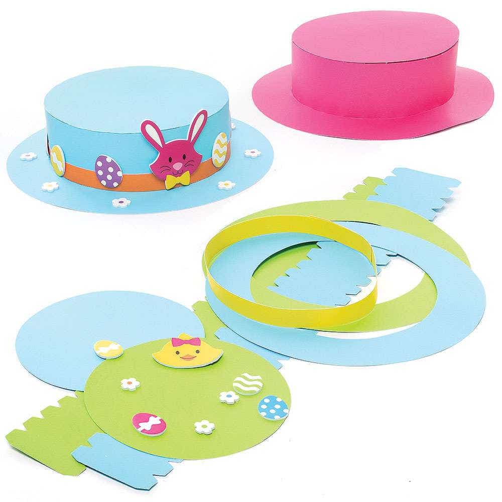 Easter Bonnet Mix & Match Kits (Pack of 3) Card & Foam, 3 Assorted Colours & Designs, Easy Assemble