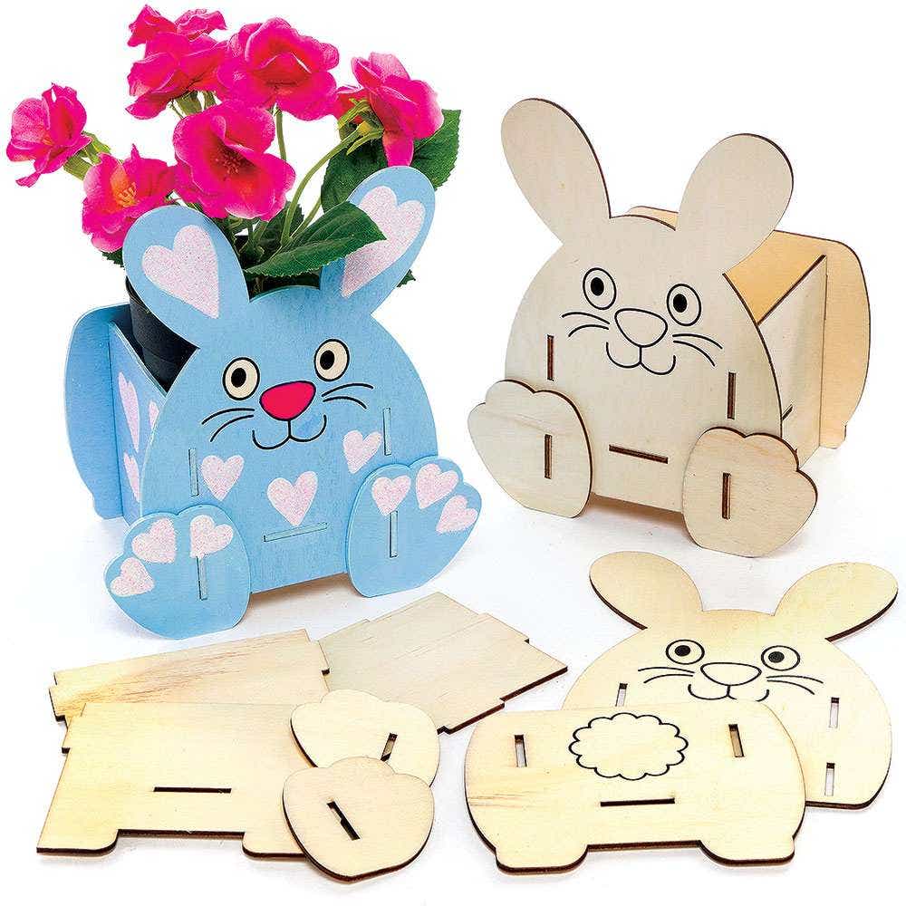 Bunny Wooden Flowerpot Kits (Pack of 3) Easter Crafts For Kids