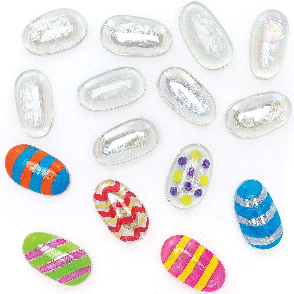Egg Shaped Glass Painting Stones (Pack of 40) Personalise & Decorate, Natural Craft Supplies, Easter Crafts