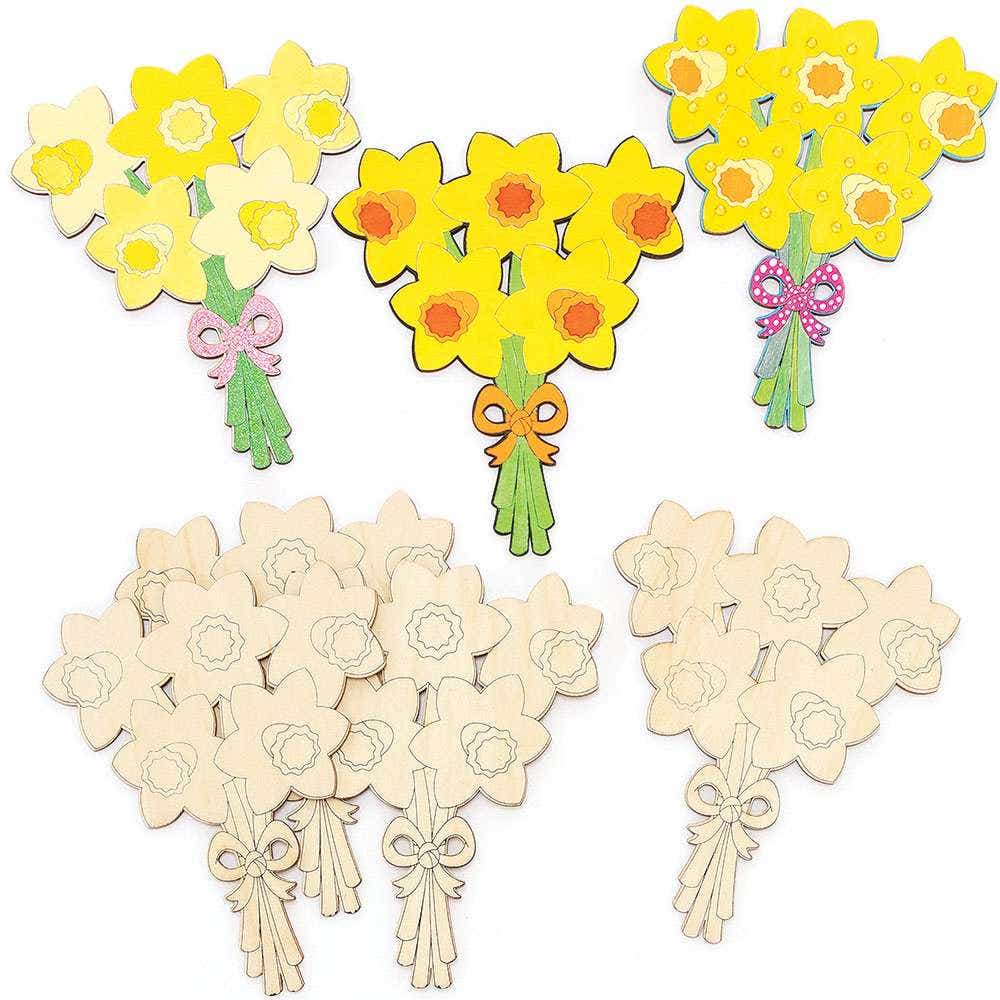 Daffodil Wooden Bouquets (Pack of 5) Decoration Craft Kits