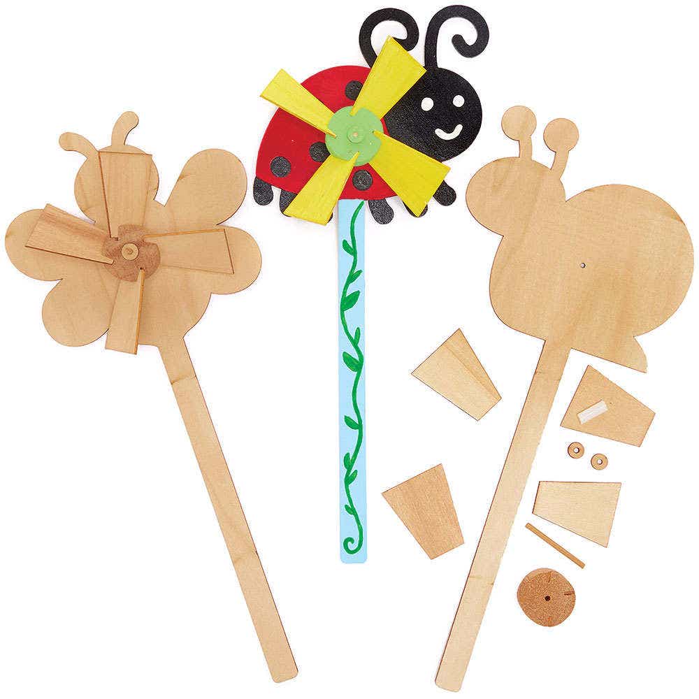 Insect Bug Wooden Windmill Kits (Pack of 4) Nature Craft Kits
