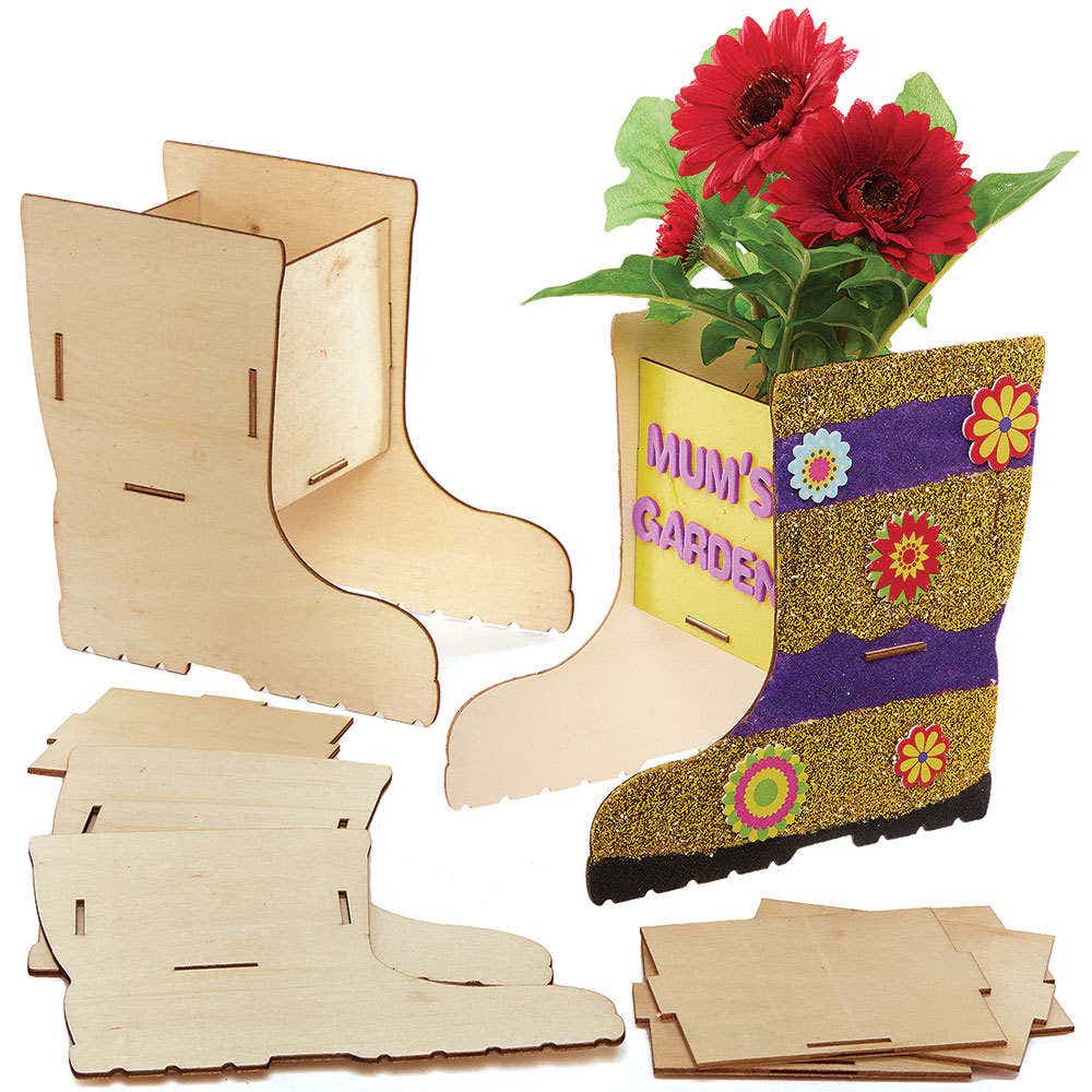 Wellington Boot Wooden Flowerpot Kits (Pack of 3) Nature Craft Kits