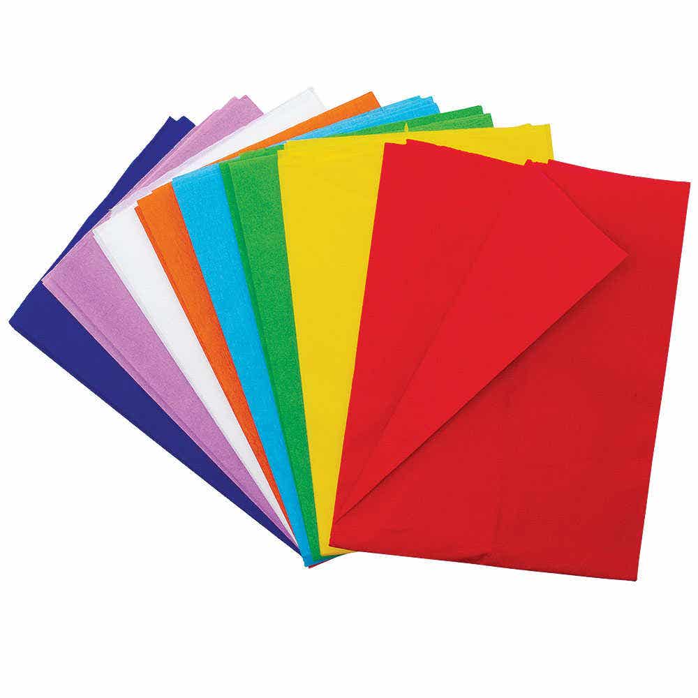 Rainbow Colours Crepe Paper (Pack of 8) Paper & Card 8 assorted colours - Red, Orange, Yellow, Green, Blue, Indigo, Violet & White