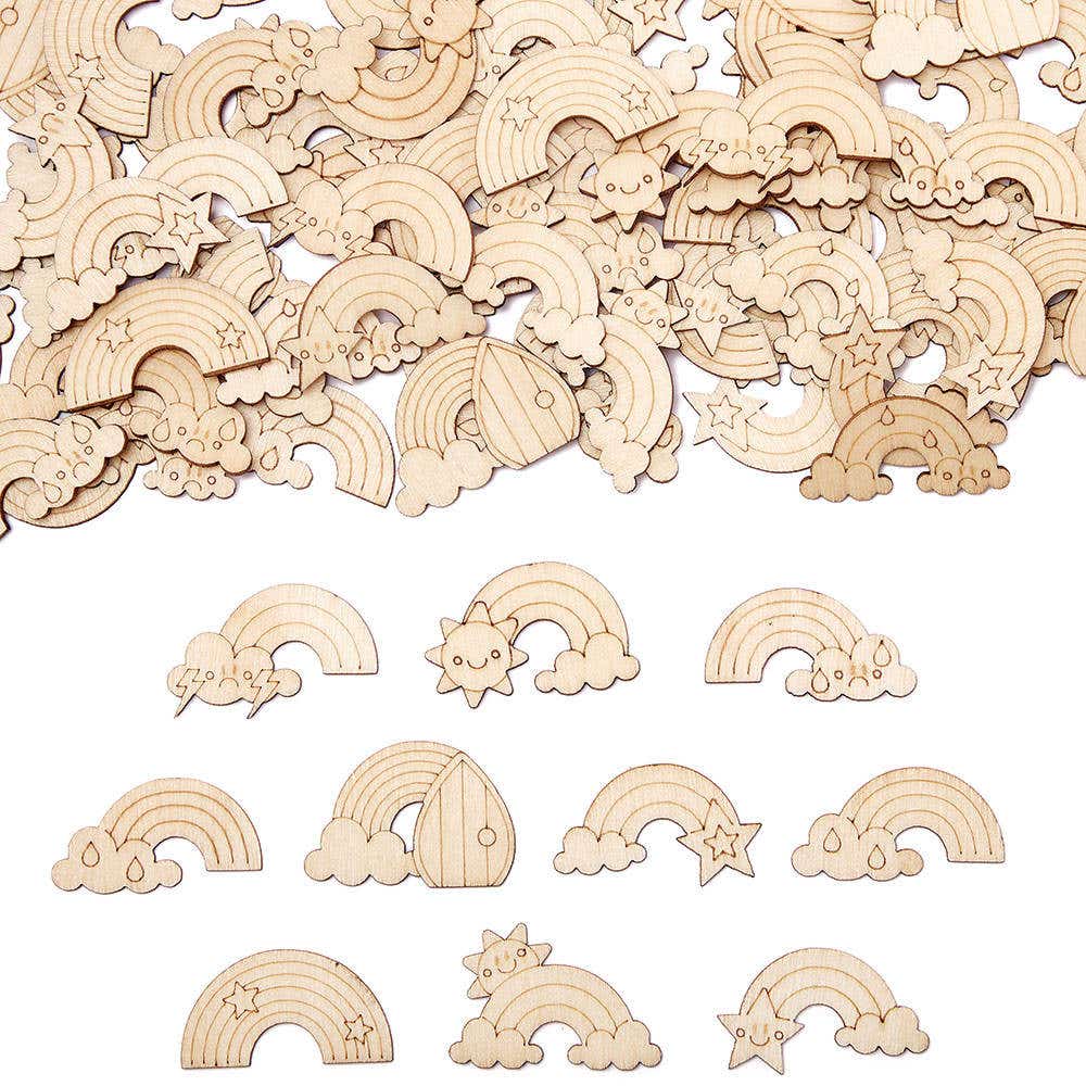 Rainbow Mini Wooden Shapes (Pack of 100) Craft Blanks & Bases