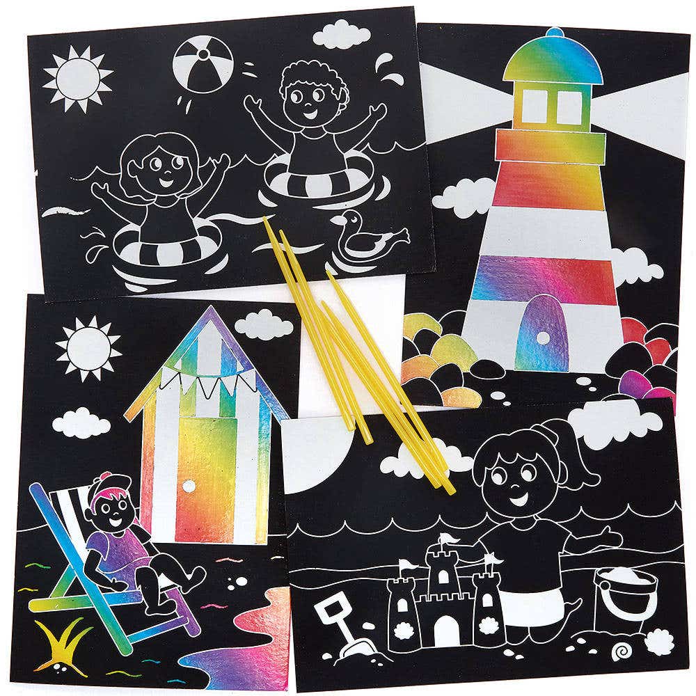 Seaside Scratch Art Pictures (Pack of 8) Art Craft Kits