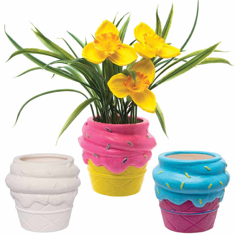 Ice Cream Ceramic Flowerpots (Box of 3) Nature Craft Kits