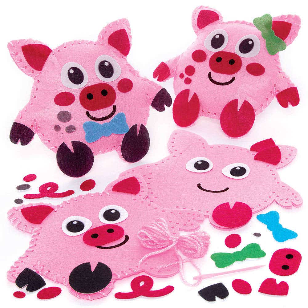 Pig Cushion Sewing Kits (Pack of 2) Sewing & Weaving Craft Kits