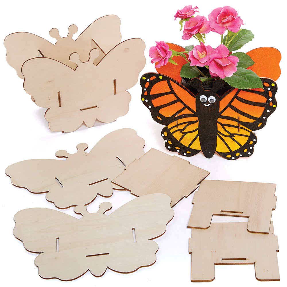 Butterfly Wooden Flowerpot Kits (Pack of 3) Nature Craft Kits