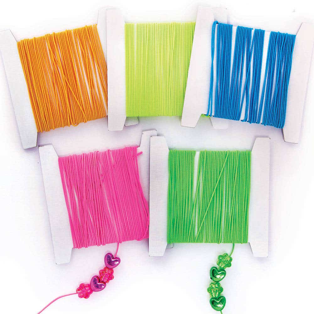 Neon Coloured Elastic (Pack of 5) Jewellery 5 assorted neon colours - Pink, Yellow, Green, Orange & Blue