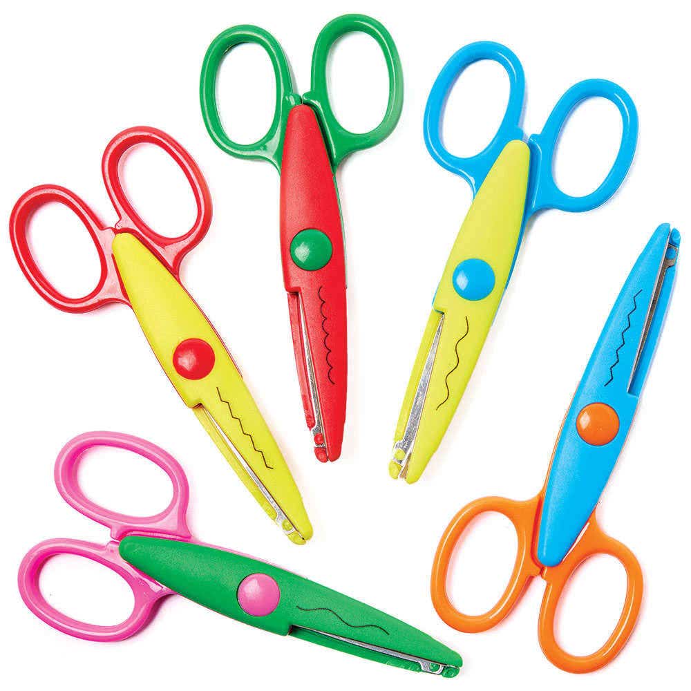 Craft Scissors (Pack of 10)5 Assorted Colourways & Patterns, Waves, Zigzags & More, 13.5cm