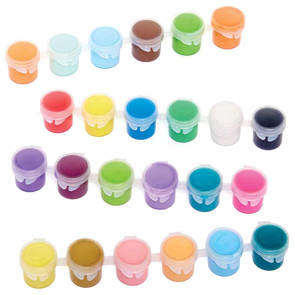 Mini Acrylic Paint Pots Value Pack (Pack of 24) Quick-Drying Water Based Paint, 24 Assorted Colours, 4.2ml Per Pot