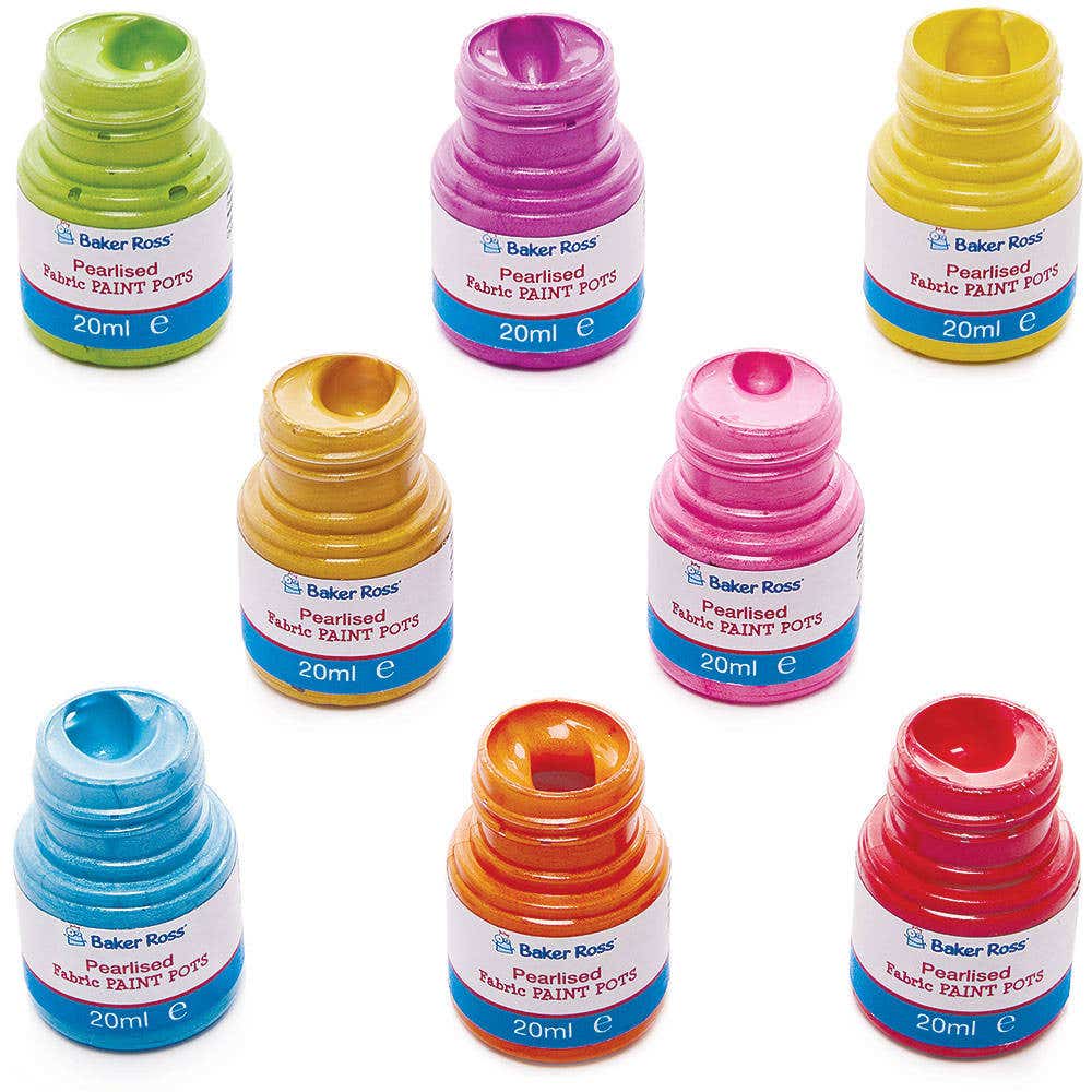 Pearlised Fabric Paint (Pack of 8) Range Of Colours, Water Resistant, Suitable On Fabrics & Textiles