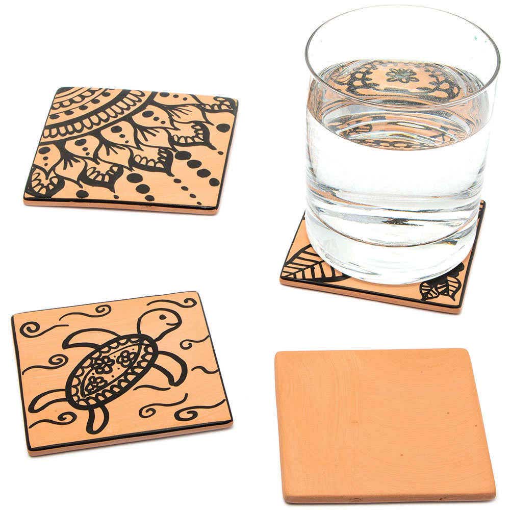 Square Terracotta Coasters (Box of 6) Decoration Craft Kits