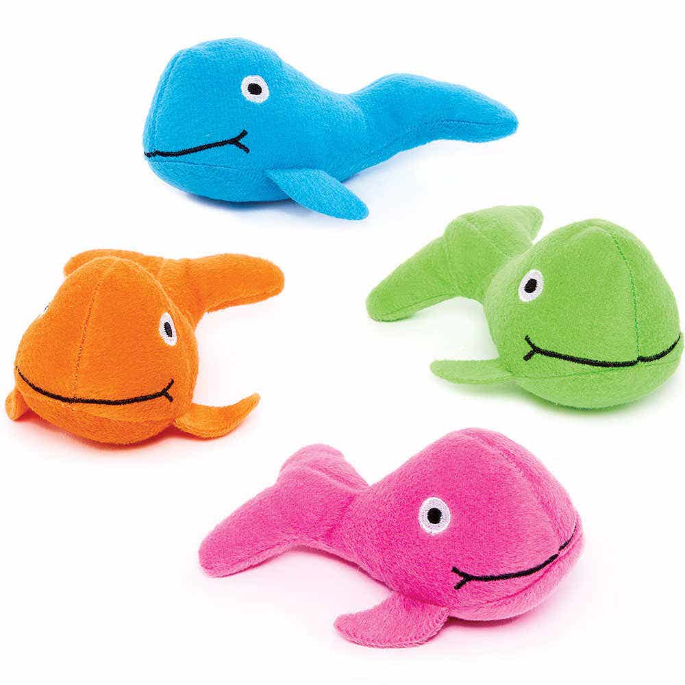 Rainbow Whale Plush Pals (Pack of 4) Soft & Sensory Toys 4 assorted colours - Pink, Blue, Green & Orange