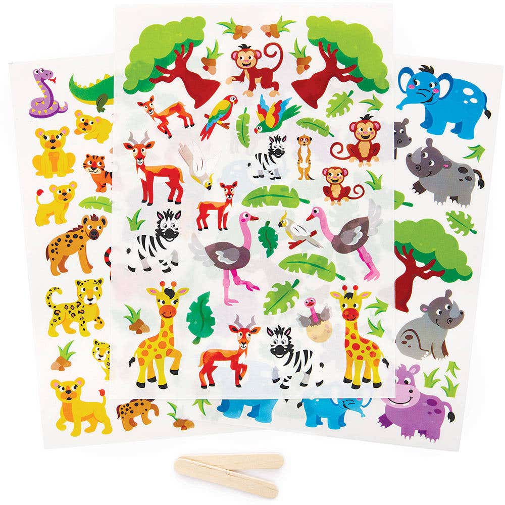 Jungle Animal Rub-On Transfer Stickers (Pack of 120) Christmas Craft Supplies