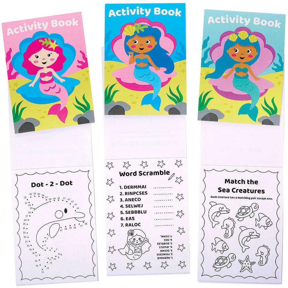 Mermaid Mini Activity Books (Pack of 12) Creative Play Toys