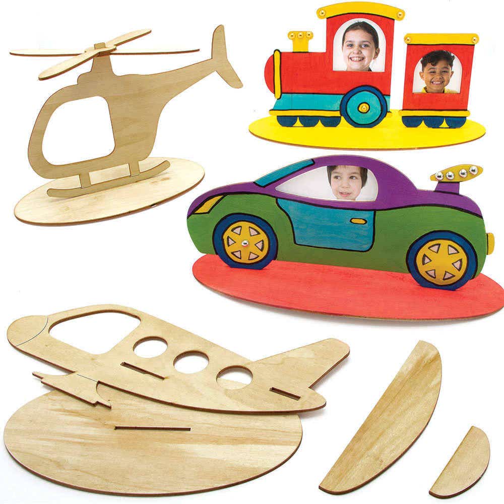 Transport Wooden Photo Frame Kits (Pack of 4) Decoration Craft Kits
