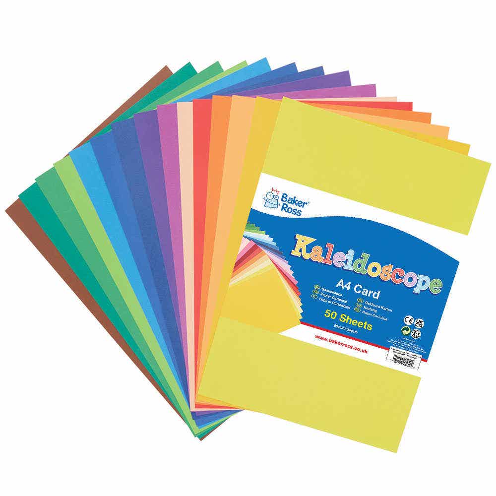 Kaleidoscope of Colours A4 Card 220gsm (Pack of 50) Paper & Card 15 assorted colours