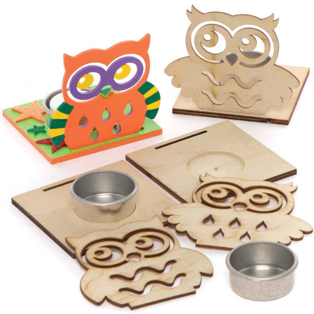 Owl Wooden Tealight Holder Kits (Pack of 4) Craft Kits For Kids