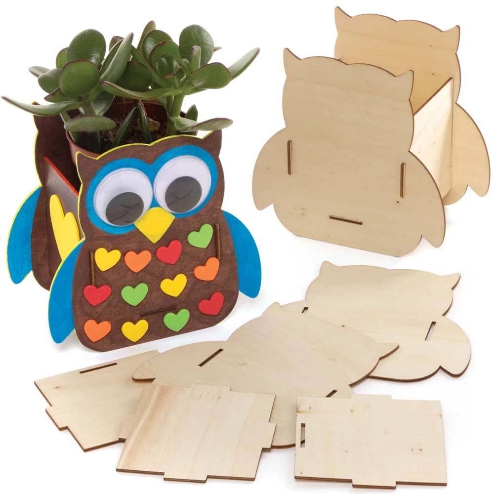 Owl Wooden Flowerpot Kits (Pack of 3) Nature Craft Kits
