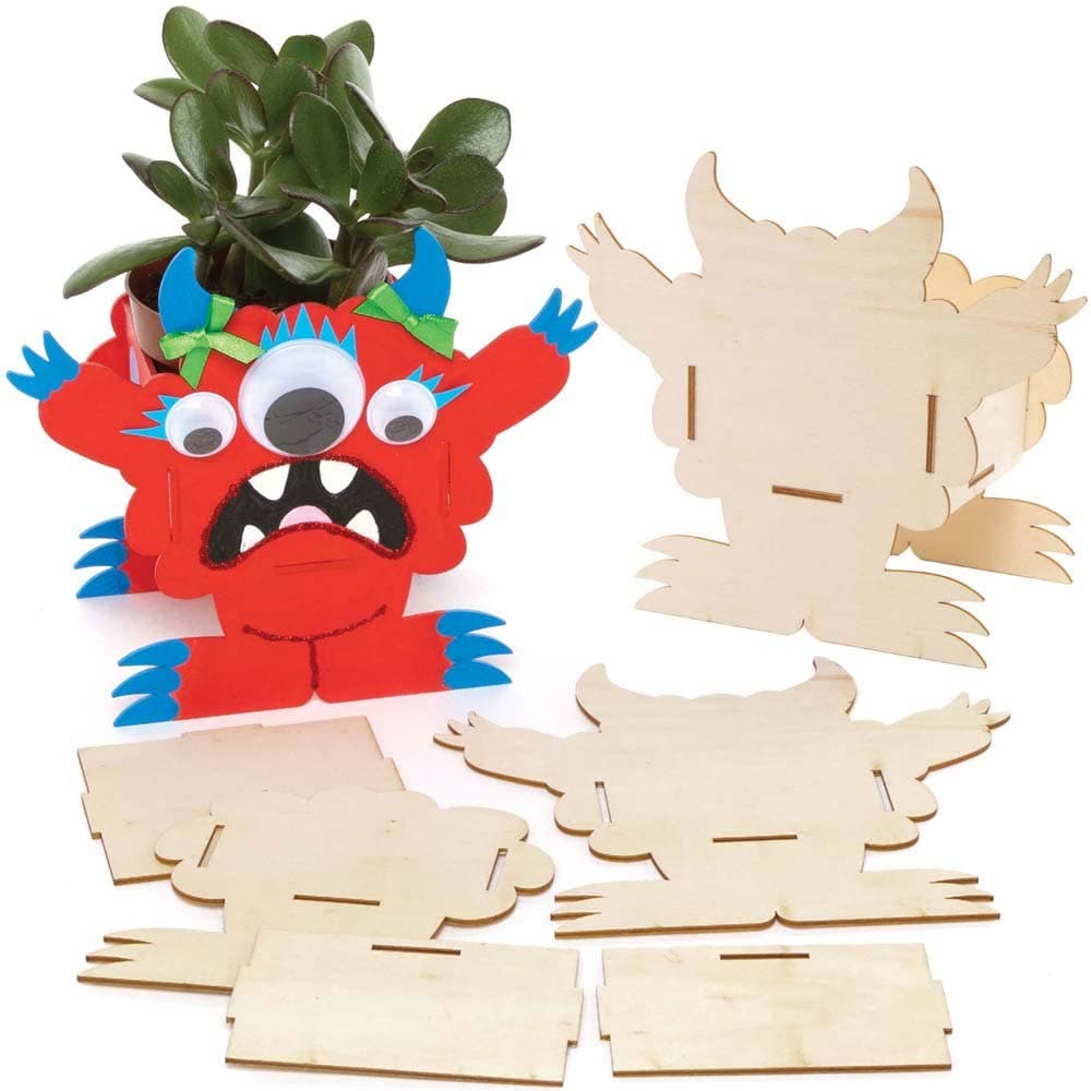 Monster Bunch Wooden Flowerpot Kits (Pack of 3) Halloween Crafts