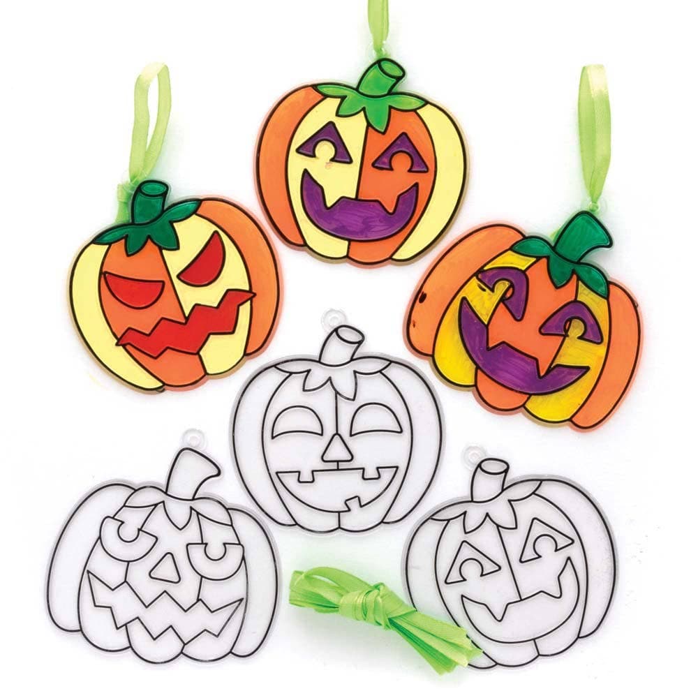 Pumpkin Suncatchers (Pack of 10) Halloween Crafts For Kids, 10 Assorted Pumpkin Designs, Acrylic