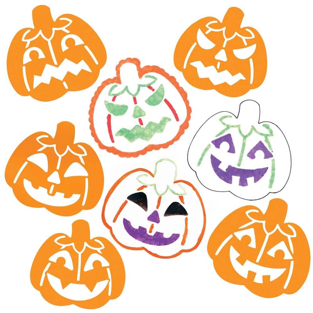 Pumpkin Stencils (Pack of 8) Halloween Craft Supplies 1 colour - Orange